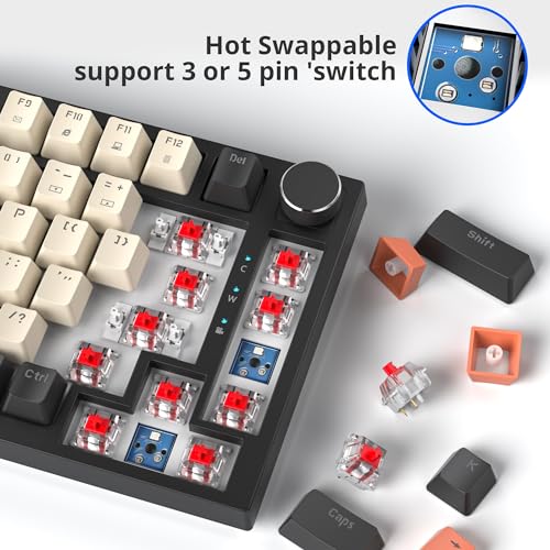 Image of Fogruaden Wired 75 Percent Gaming Keyboard, RGB Backlit 75% Percent Mechanical Keyboard, Gasket Mount TKL Mechanical Keyboard, Hot Swappable Red Switch, NKRO Compact Gaming Keyboard with Volume Knob