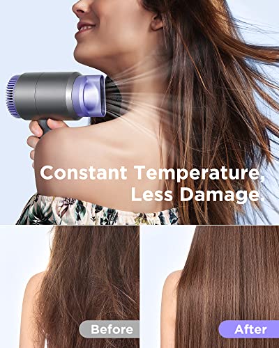 Wavytalk Hair Dryer With Diffuser, 1600W Ionic Blow Dryer For Fast Drying With Concentrator, Lightweight Purple. #TOP5