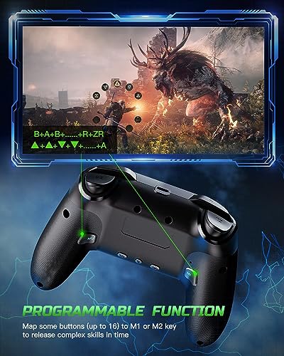 VOYEE Switch Controller Compatible with Switch/Lite/OLED/PC Windows, RGB Lightning Programmable 1000mAh Wireless Pro Controller with One Key Pairing Wake Up Vibration Turbo - Image 4