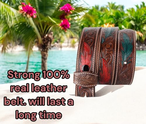 Image of F&L CLASSIC Western Belt without buckle for men - Full Grain Leather Cowboy Belts for jeans - One Piece Leather strap belt