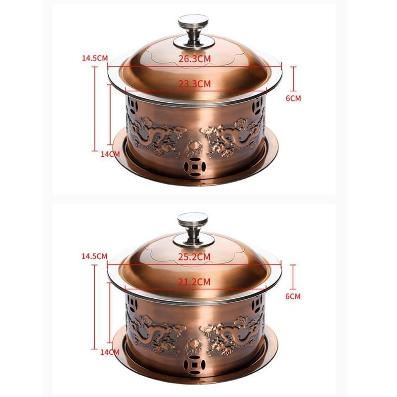 Podgrzewacz do żywności Okrągły Chafing Dishes Podgrzewacz do żywności ze stali nierdzewnej na imprezy gastronomiczne, imprezy, wesela (26 cm)