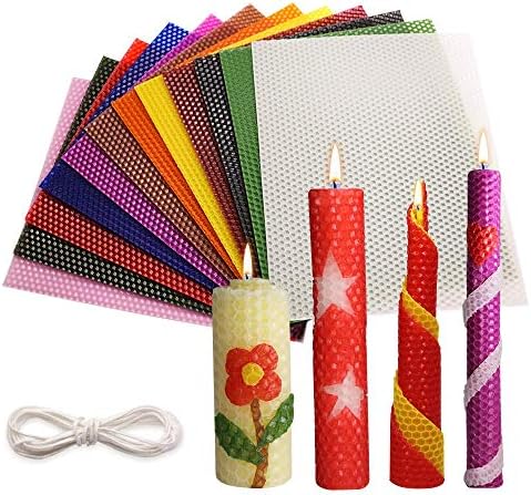 Tafuero Beeswax Honeycomb Candle Sheets,12pcs Beeswax Candle Making Kit Natural 10" X 8",Make Your Own Ideas Candle for Kids and Adults,Making Handsome Rolling Candle for Hanukkah and Party