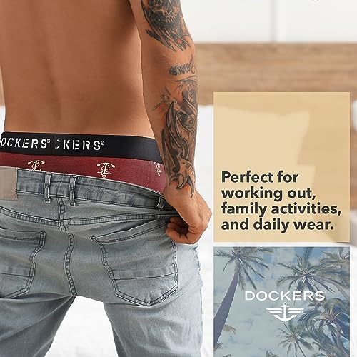 DOCKERS Men's Underwear Cotton Stretch Boxer Briefs for Men Pack of 44