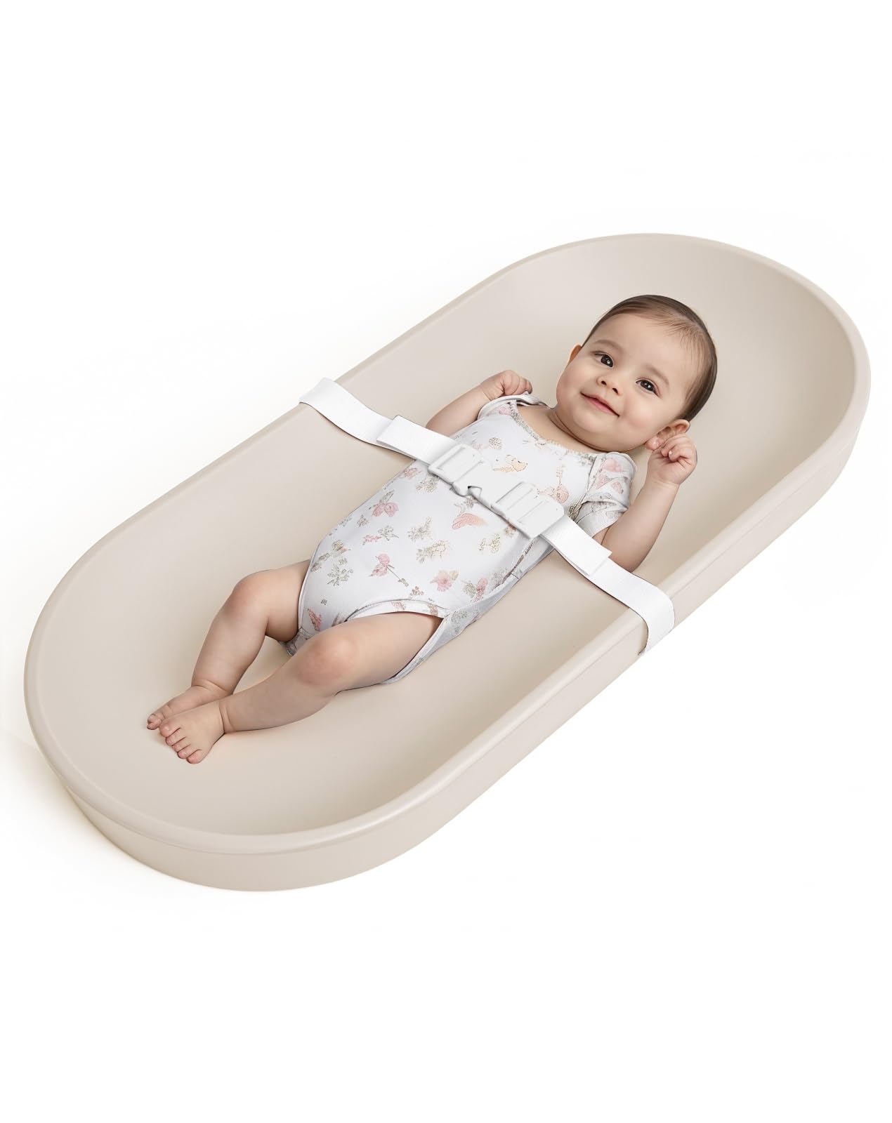 COMOMY Baby Wickelauflage Abwaschbar und Wasserdicht, Wickelunterlage auf PU-Material, Leicht und Weich Wickelmatte mit Sicherheitsgurt, 72,5x36 cm, für Kommode & Wickeltisch