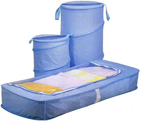 Neat 4 Less 3 Piece Gingham Storage Set - Underbed, Basket, Hamper