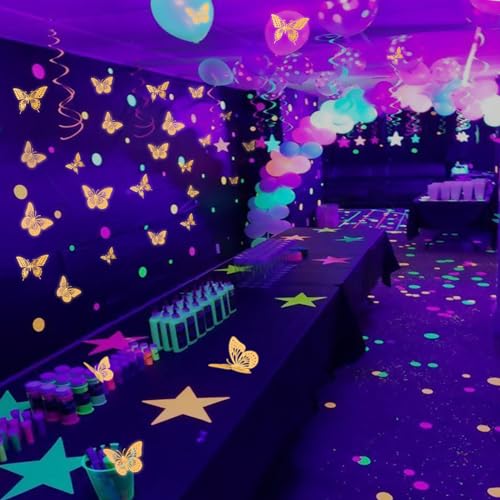 Image of SAOROPEB Glow in The Dark 3D Butterfly 24 Pcs Orange Butterfly Stickers | 3 Sizes, Luminous Butterfly Stickers for Ceiling all, Glow in The Dark Party Supplies, Stickers for Kids Babys Nursery