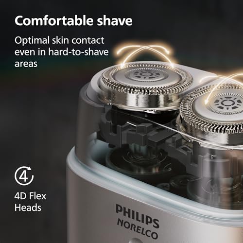Image of Philips Norelco Shaver 600 Series - Compact Electric Shaver, Lift & Cut System, SteelPrecision Blades, 4D Flex Heads, Wet & Dry Shave, Travel Case, Model S693 /94