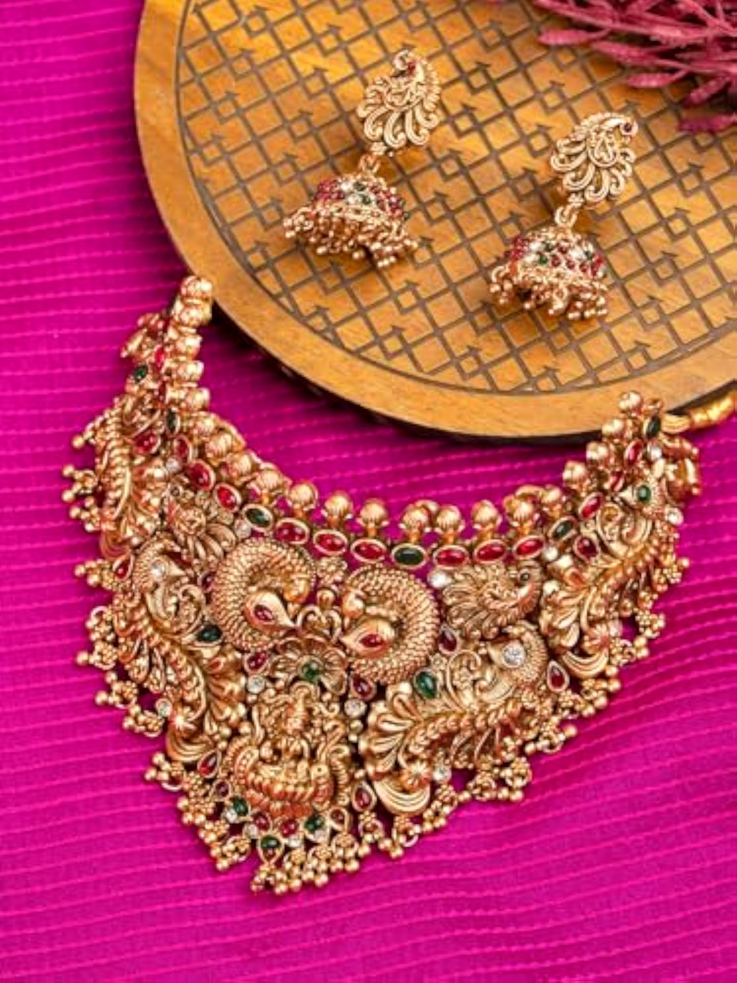 Gold Plated Goddess Lakshmi Temple Choker Set