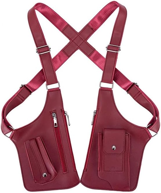 Double Shoulder Armpit Bag for Men, Adjustable PU Leather Strap Wallet Phone Double Shoulder Bag