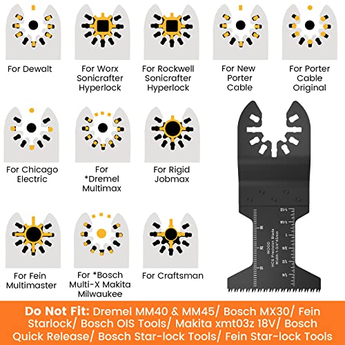 60 Pack Bi-Metal Multitool Blades, New Extra Long Oscillating Saw Blades Multi Tool Blades Kits Metal Wood Universal Quick Release Oscillating Tool Blades For Fein Multimaster, Dremel, Dewalt, Makita #TOP3