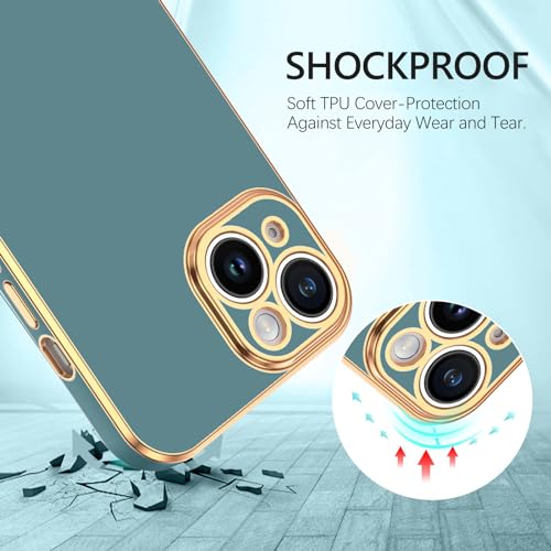 Coque iPhone 15 fine et souple antichoc bleu gris avec support