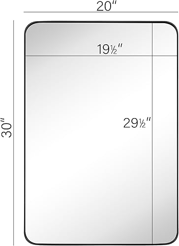 Miniatura 5 de TEHOME Espejo de baño rectangular redondeado de bronce aceitado de 20 x 30 pies, bronce oscuro, 30 x 20 pulgadas, espejo rectangular con marco de