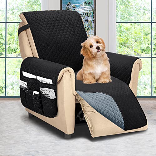 Ashleyriver Reversible Recliner Chair Cover, Sofa Covers For Dogs,Sofa Slipcover,Couch Covers For 3 Cushion Couch,Couch Protector(Recliner Oversize:black/Dark Grey) #TOP14