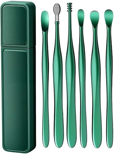 Miniatura 9 de Limpiador de oídos, kit de eliminación de cera de oído, kit de herramientas de limpieza profesional de oídos, juego de púas de acero inoxidable Azul