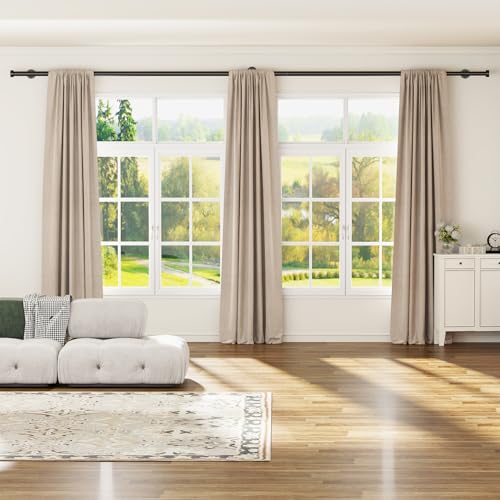 YaFex Heavy Duty Curtain Rod 32-150 Inch, 1 Inch Adjustable Black Curtain Rods for Windows, Extra Long Window Treatment Rods with Aluminium Finials, Easy Installation - Thumbnail 2