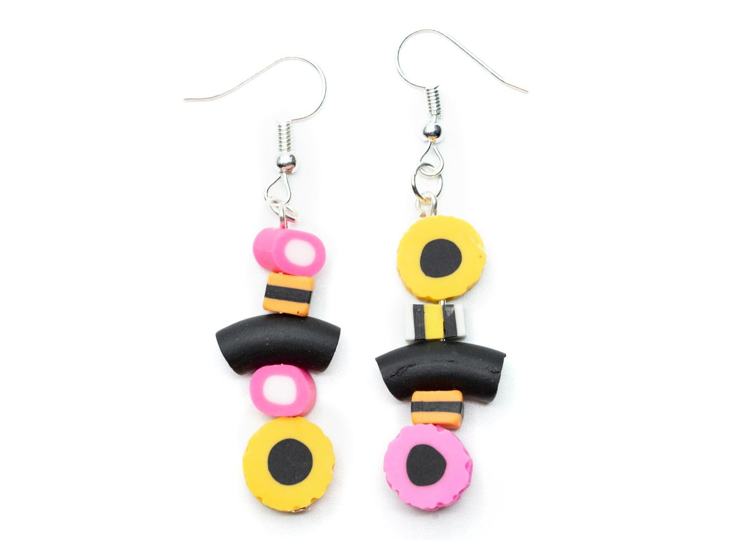 Miniblings Lakritz Ohrringe Hänger Konfekt Handarbeit Bonbon Süßigkeit Süß Essen 35mm - Handmade Modeschmuck I Ohrhänger Ohrschmuck versilbert