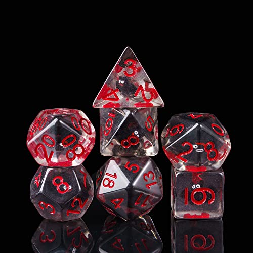 Image of cusdie 7-Die DND Dice, Polyhedral Dice Set Filled with Animal, for Role Playing Game Dungeons and Dragons D&D Dice MTG Pathfinder (Bat)