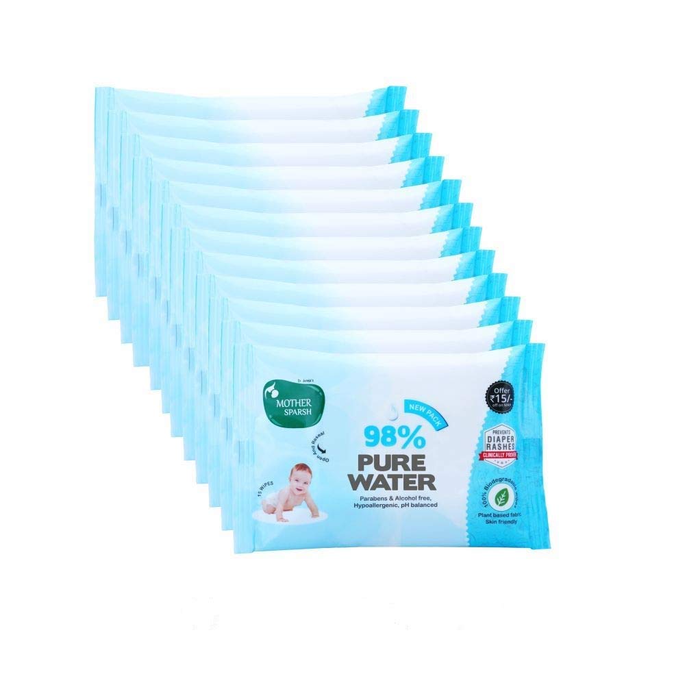 Mother Sparsh Cotton Scented Water Plant Fabric, Biodegradable Wipe|Blue, 15 pcs/Pack (Pack of 12) (B08697FFCQ) Amazon Price History, Amazon Price Tracker
