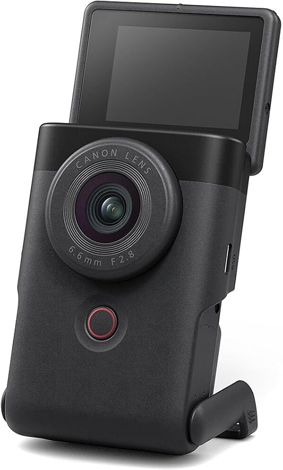 Canon PowerShot V10 Vlog Camera Compact 4K Vlogging Camera with Built-in Stand, Mics & Flip Screen (Black) (5947C002) + Shoulder Bag + 64GB Memory Card