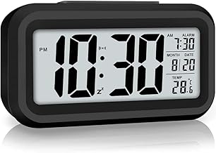 DEVADECOR Alarm Clock, Digital Clock, Table Clock for Students, Watch Timer for Study, Home, Bedroom, Kitchen,Loud Desk Alarm Clocks for Heavy Sleepers with Automatic Sensor,Time,Date &Temperature