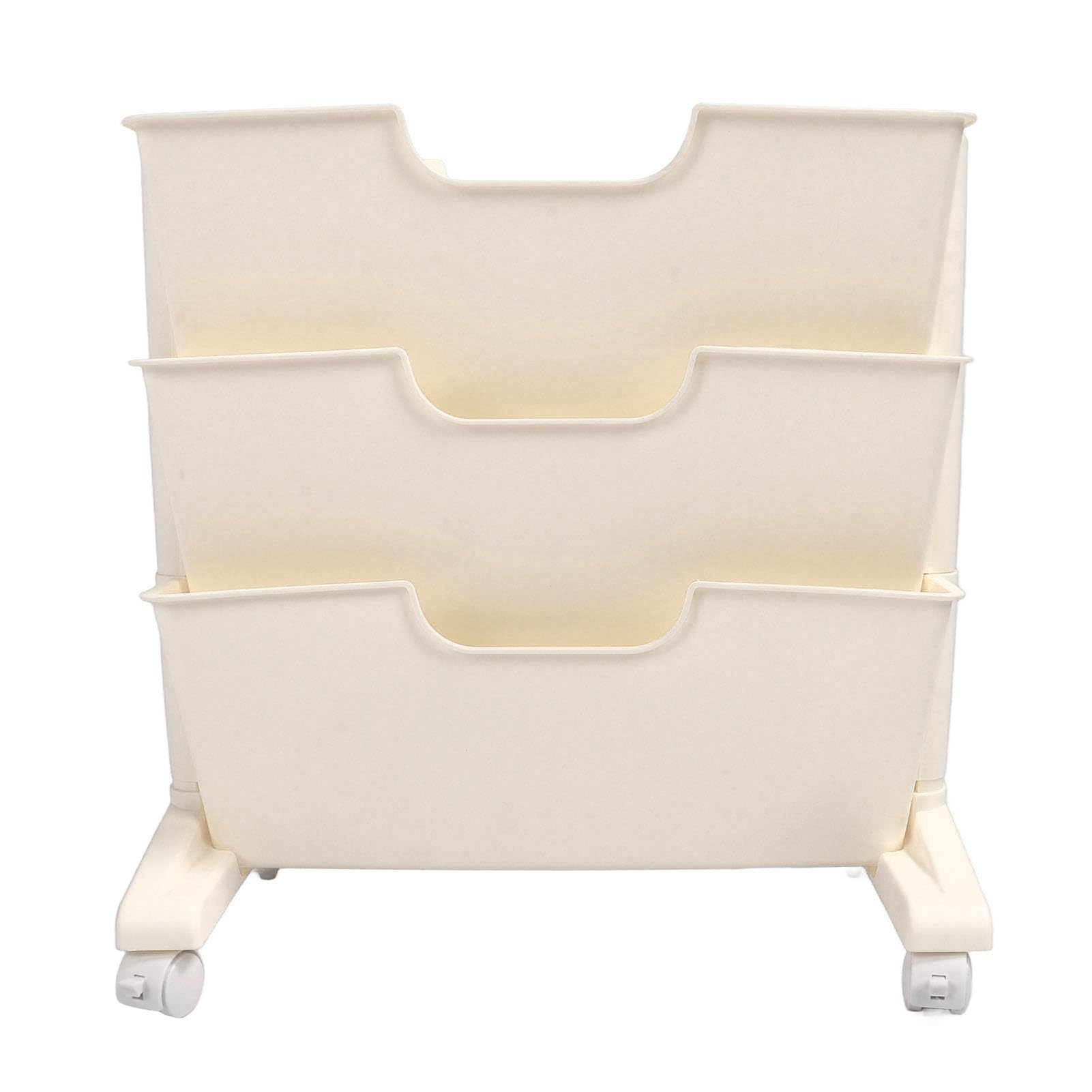 XHTLLO Mobile Bookshelf with Wheels, Removable Plastic Rotatable 3 Tier Mobile Bookshelf, Saving Space 4 Wheel 360° Rotation Movable Bookshelf for Bedroom, Dormitory, Office, Classroom(White)