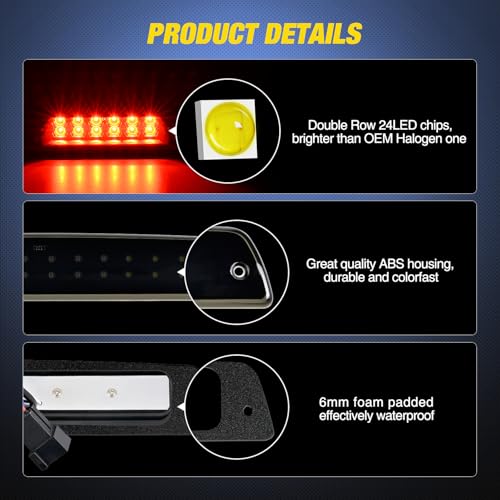 Image of Nilight Third Brake Light for Dodge Ram 1500 2500 3500 1994-2001, Smoked