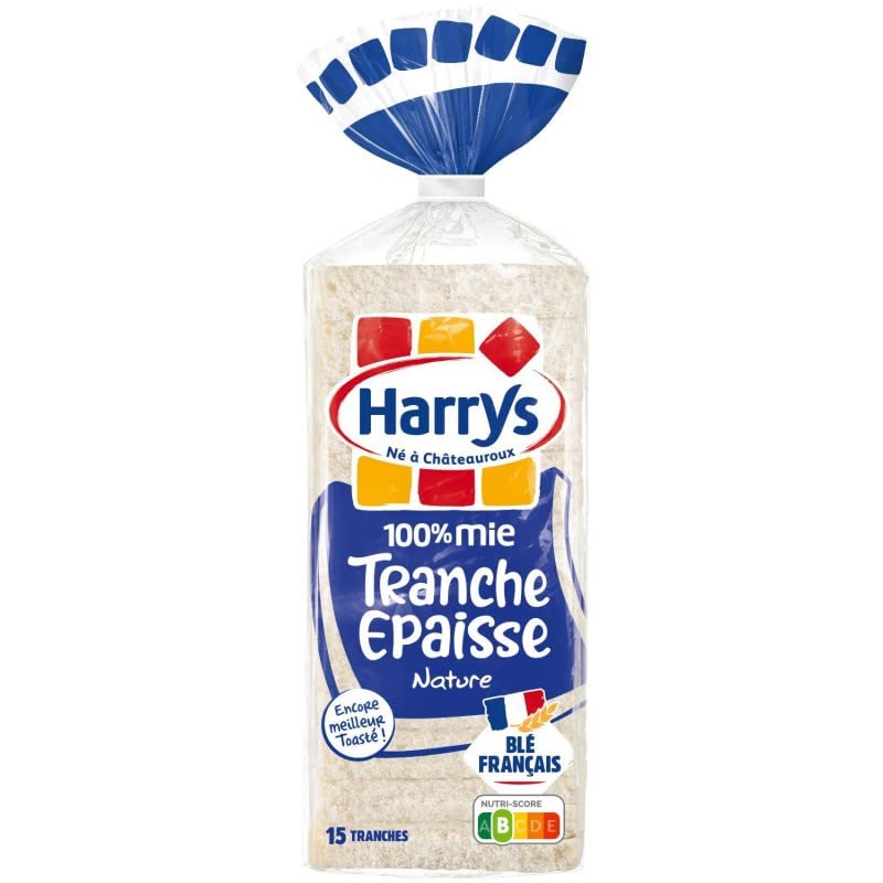HARRYS Pain De Mie Tranche Épaisse 100% Mie Nature Sans Croute - 500G: Le choix parfait pour votre petit déjeuner. - Lot De 4 - Vendu Par Lot