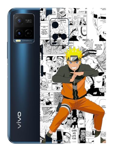 Image of AtOdds - VIVO Y33T Mobile Back Skin Sticker - Lamination - Rear Screen Guard Protector Film Wrap (Coverage - Back+Camera+Sides) (Design - Naruto Graffiti)