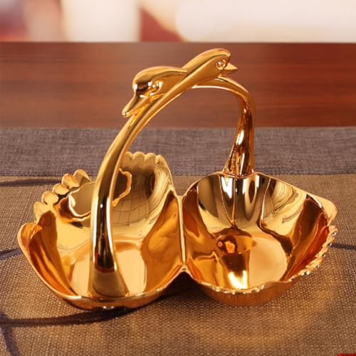 Assiette de bonbons cygne Kichvoe : rangement chic double compartiment - 5