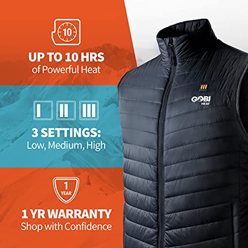 Dune Men’s Heated Vest - 10 Hrs Of Heat | 3 Heat Zones | With Battery & Charger | Machine Washable | All Day Warmth Onyx #TOP2