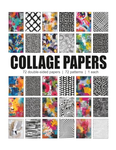 Collage Papers: 60 Original Colors Pattern Prints For Collage, Arts & Crafts: Themed Paper Collage Scrapbook Kit, Cool Colors image 2