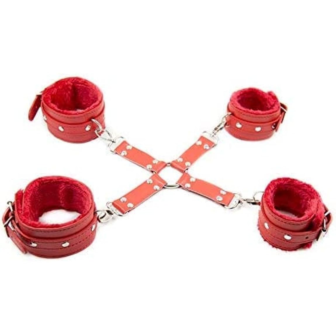 🅑🅓🅢🅜 Set para Entrenamiento de Yoga, Aros Suaves para Manos y Pies, Ajustables, Regalo para Hombre Mujer (Rojo) Sex Bondage