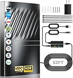 4500+ Miles Long Range TV Antenna-2026 Digital TV Antenna for Smart/Old TV-Indoor Outdoor HD Antenna for Local Channels with Strongest Signal Amplifier-52ft Cable/AC Adapter-Support 8K 4K 1080p
