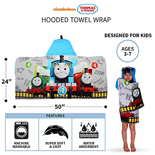 Thomas And Friends Bath/Pool/Beach Soft Cotton Terry Hooded Towel Wrap, 24" X 50", Thomas And Friends, By Franco Kids #TOP4