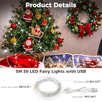 btfarm 2 Stück Lichterkette Innen USB, 5M 50 LED Kaltweiß – Ansicht 6