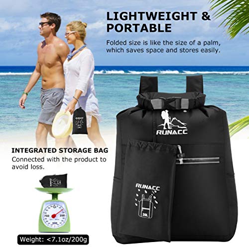 RUNACC Waterproof Dry Bag Backpack 20L Floating Dry Sack with Free Waterproof Phone Case for Beach, Kayaking, Camping, Boating, Swimming, Fishing, Hiking - Thumbnail 3