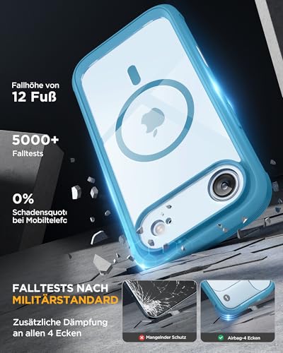 Image of Miracase Magnetic for iPhone Air Case 6.5 inch [Compatible with MagSafe] Full-Body Phone Case with Built-in Glass Screen Protector & Camera Control,Drop Proof iPhone 17 Air Case Cover, Blue