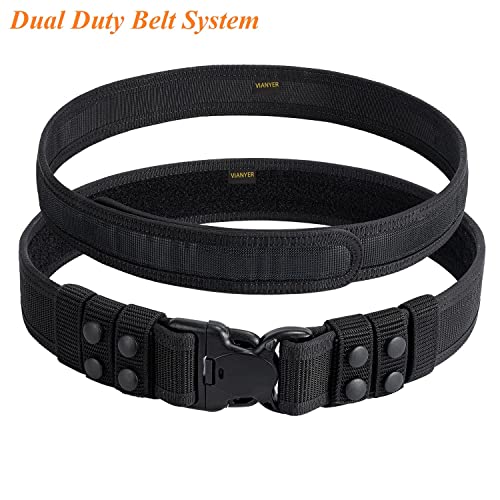 Vianyer Duty Belt for Law Enforcement Police 2" Tactical EDC Patrol Work Belt Officier Utility Web Belt for Security Correction M(30"-34")