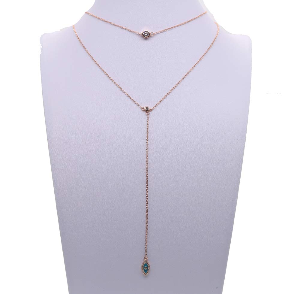 925 Sterling Silber Damen Elegent Halskette Double Layer Delicate Emaille Lariat Halskette