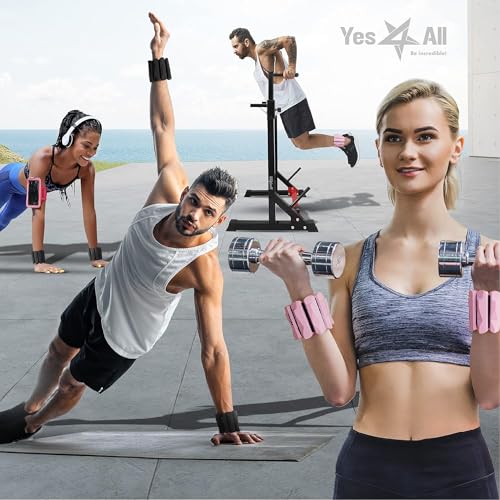 Yes4All Wrist & Ankle Weights, Adjustable Silicone Ankle weights for Women Men Home Gym Workout, Yoga, Dance, Cardio, Pilates, Aerobics, Walking and Running (1lbs/Pair) - Pink by Yes4All - Image 4