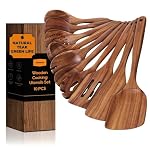 Mooues – Mooues Kochlöffel Holz Set aus natürliches Teakholz, 10 Stüc