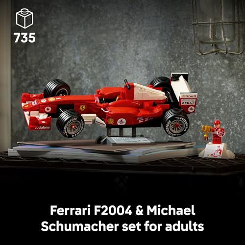 Image of LEGO Icons Ferrari F2004 & Michael Schumacher Building Set for Adults, Ages 18+ - Ferrari F1 Bedroom, Home Office, Desk Decor - Gift Ideas for Men, Women & Fans - 11375