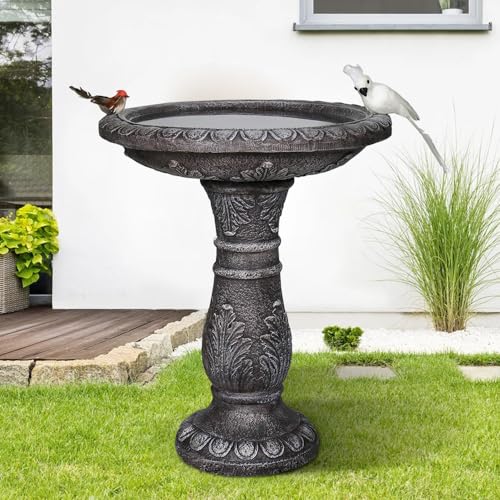 FlowLuxe 24.4' H Concrete Bird Bath for Outdoors - 24.4' H * 20' Φ Bird Bath for Outside, Classical Birdbath Patio Decor
