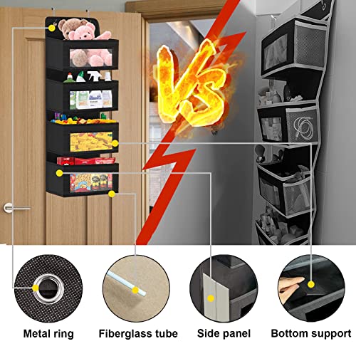 Vaisoz Over The Door Organizer,4 Large Pockets Fabric Wall Mount Storage With Mesh Clear Window,Over Door Hanging Organizer For Bathroom,Pantry,Closet,Dorm,Toys(Black) #TOP2