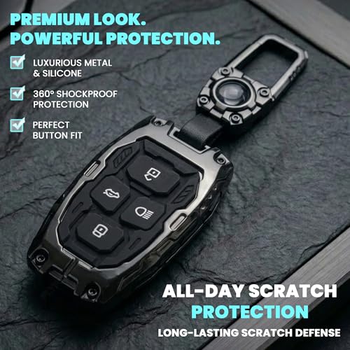 Image of Car Key Cover Compatible with Tata Nexon, Harrier | Safari | Altroz | Tigor | Ev | Punch | Tiago Ev Electric 4-Button Smart Key (Transformer Armour Series)