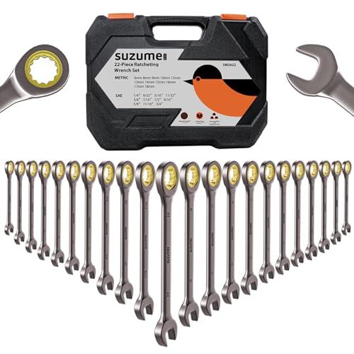Image of SUZUME 22-Piece Ratchet Wrenches Set Metric & SAE for Auto Car Moto Bike