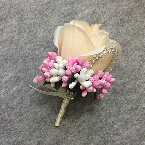 Treestar Boutonniere per sposo nuziale artificiale rosa con spilli per sposo migliore spilla da uomo per balli di fine anno - Image 5