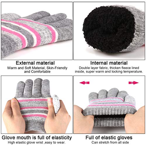 Image of Kids Toddlers Winter Hats Knit Warm Beanie Scarf Gloves Set for Boys Girls Age 2-7, Pompom Cap Neck Warmer Fleece Lined Gifts