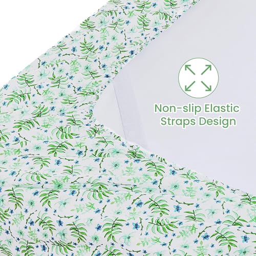 Image of Softan Green Floral Twin Sheet Set, 3-Piece Cozy Botanical Microfiber Printed Fitted Bed Sheet with 15 inch Deep Pockets & Non-Slip Straps, Fresh Greenery Blooms Patterned Sheets & Pillowcase Set