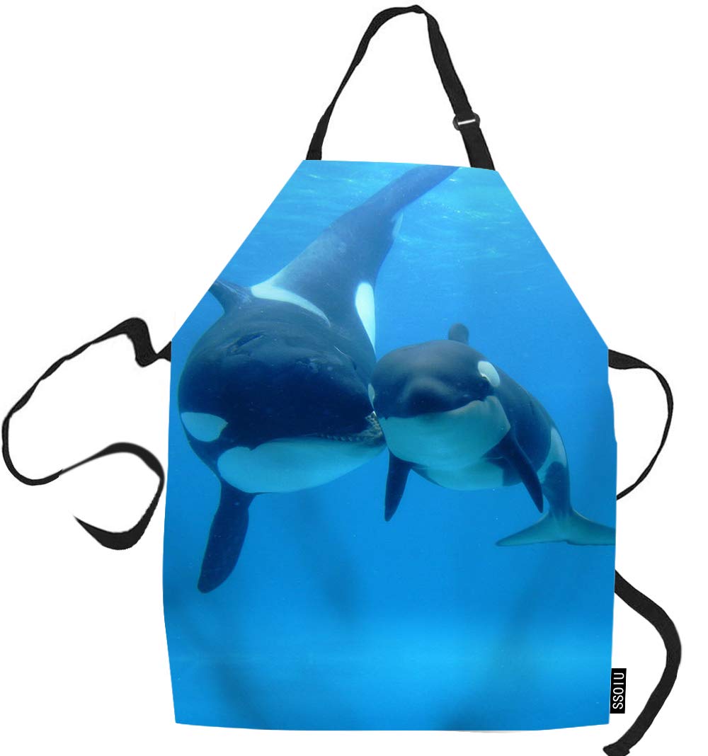 SSOIU Cooking Apron, Crab Chevron Kitchen Apron for Baking/BBQ Men Women Unisex Waterproof 31X27 Inches